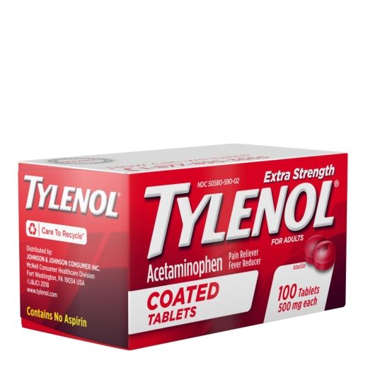 Tylenol Extra Strength Fever Reducer and Pain Reliever Tablet - 100 count per pack -- 48 packs per case