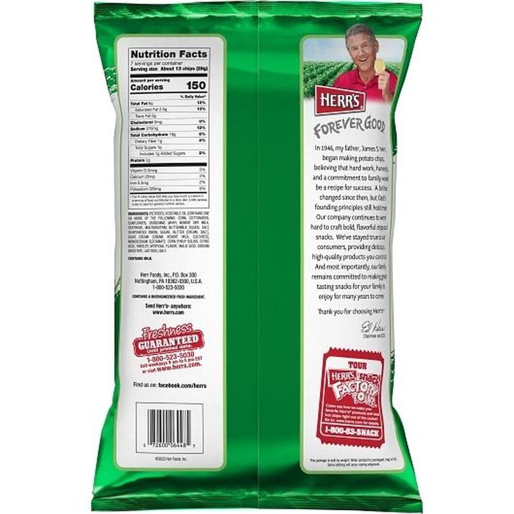 Herrs Sour Cream and Onion Potato Chips, 7 Ounce -- 9 per case