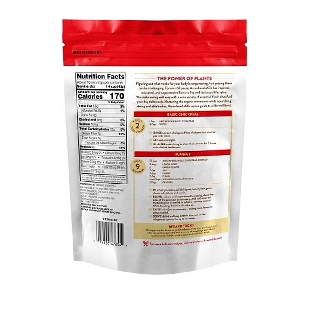 Arrowhead Mills Organic Garbanzo Beans, 1 Pound -- 6 Per Case