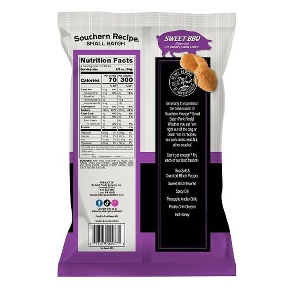 Southern Recipe Small Batch Sweet Barbeque Pork Rinds, 2 Ounce -- 9 per case