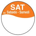 Daymark Round Permanent Half Blank Bilingual Day of the Week Label - Saturday, 1 inch -- 12 rolls per case.