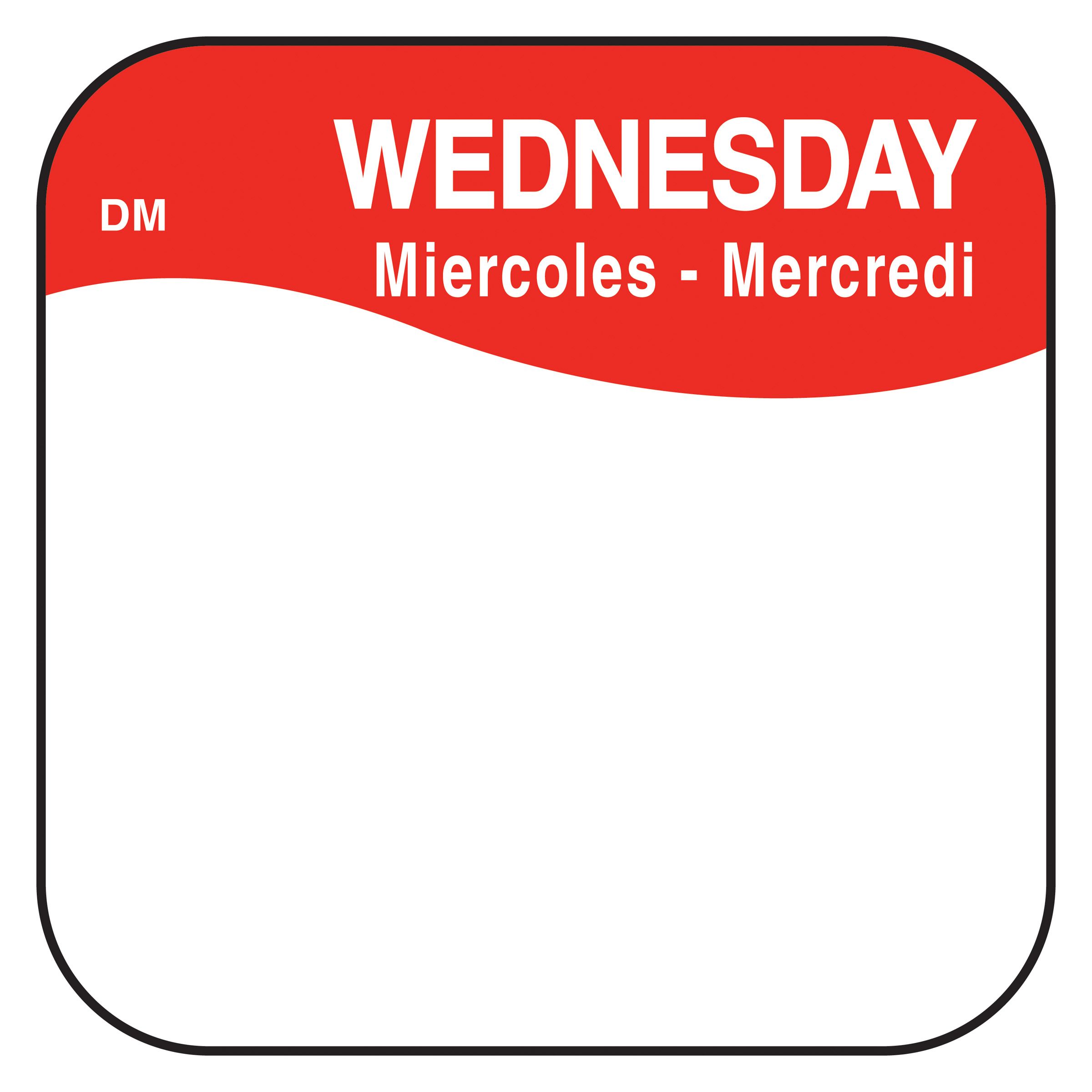Daymark Wednesday Dissolvemark Day Of The Week Label, 0.75 X 0.75 Inch -- 12 Per Case