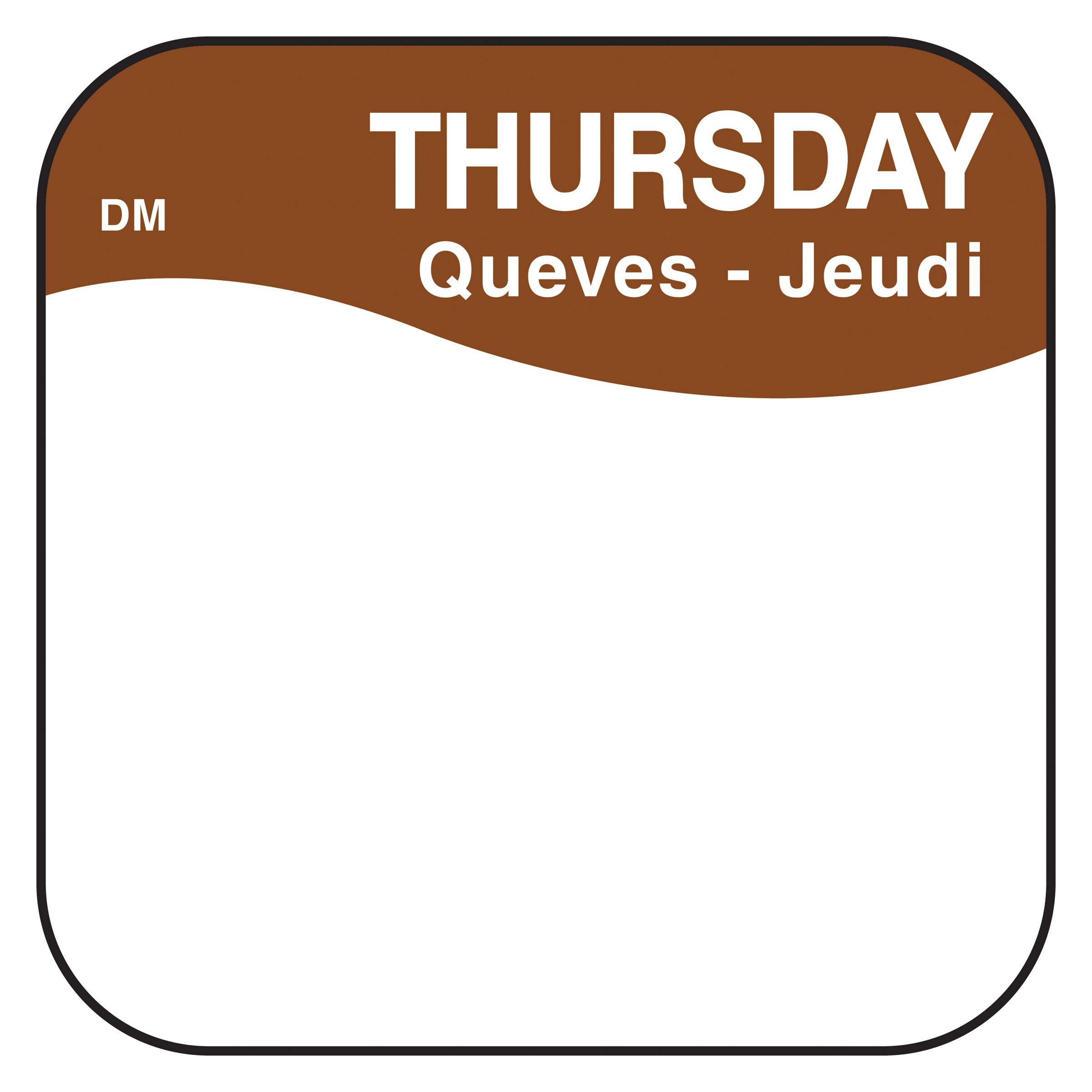 Daymark Thursday Dissolvemark Day Of The Week Label, 0.75 X 0.75 Inch -- 12 Per Case