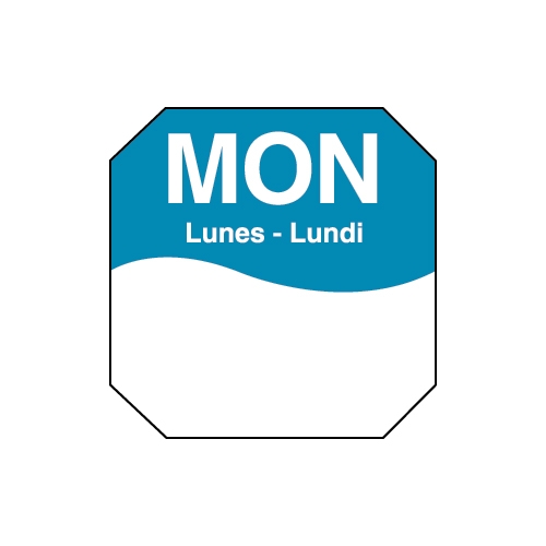 Daymark Monday Movemark Octagonal Trilingual Day Of The Week Removable Label, 1 Inch -- 12 Per Case
