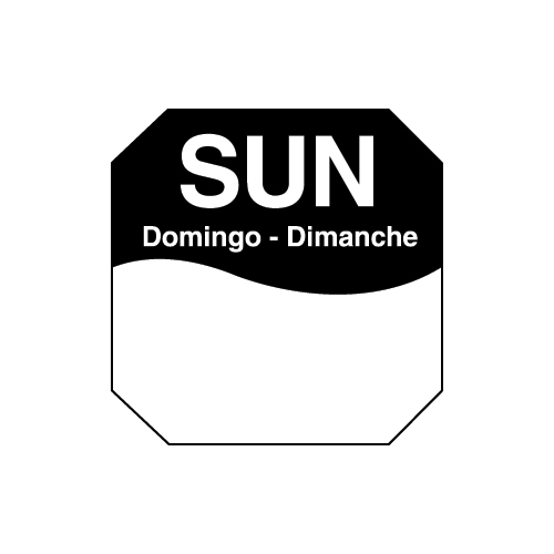 Daymark Sunday Movemark Octagonal Trilingual Day Of The Week Removable Label, 1 Inch -- 12 Per Case