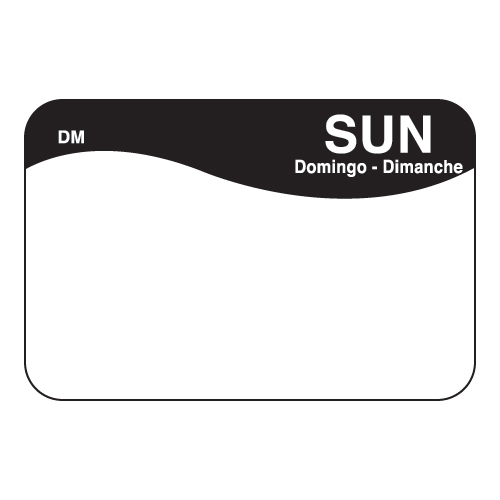 Daymark Sunday Dissolvemark Day Of The Week Label, 1 X 1.5 Inch -- 12 Per Case