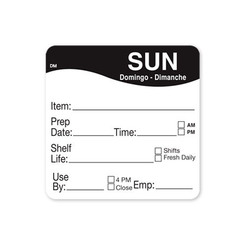 Daymark Sunday Dissolvemark Shelf Life Day Of The Week Label, 2 X 2 Inch -- 12 Per Case
