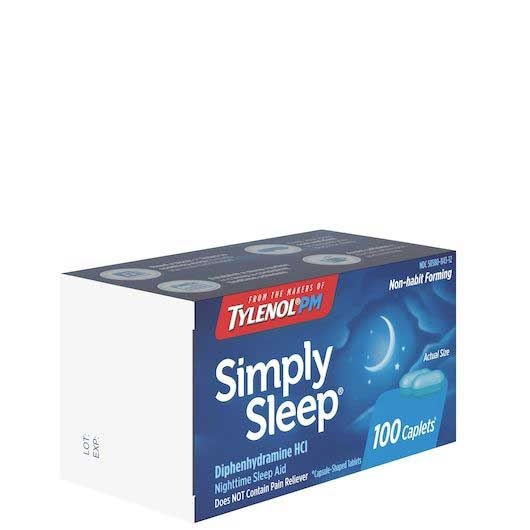 Simply Sleep Nighttime Sleep Aid Caplets - 100 count per pack -- 72 packs per case