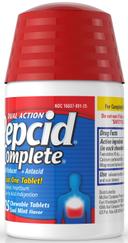 Dual Action Pepcid Complete Acid Reducer plus Antacid Dual Action 25 Chewable Tablets Bottle -- 36 per case