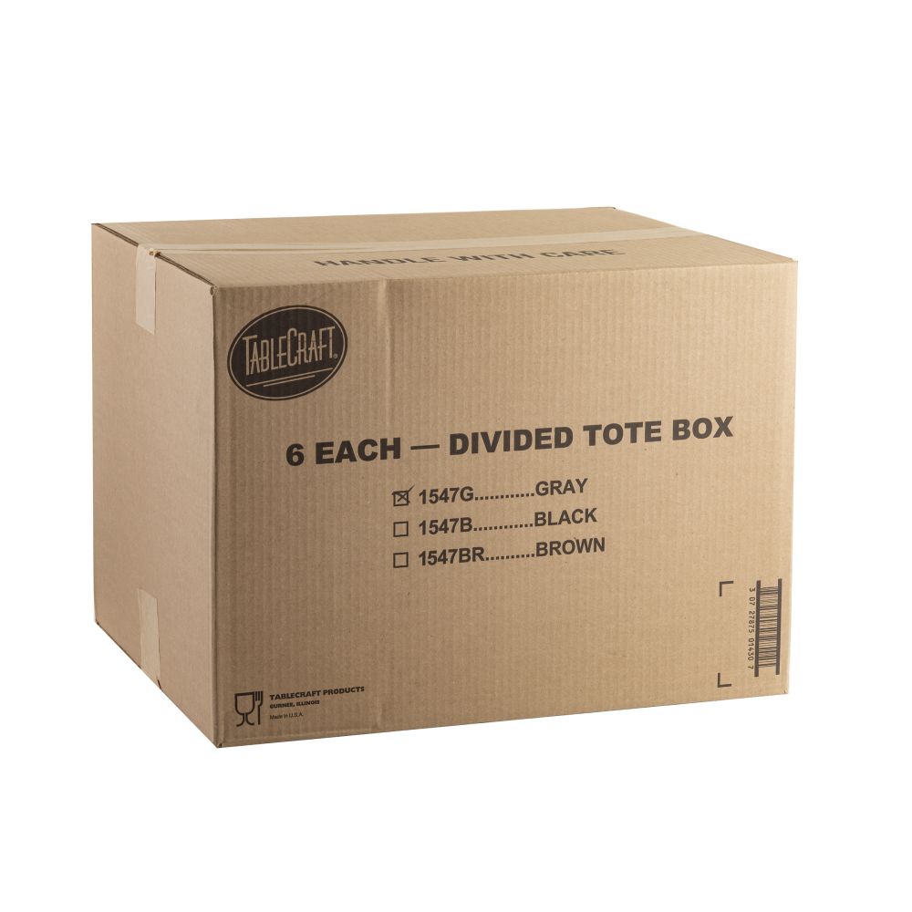 Tablecraft Polyethylene Heavy Duty Gray Divided Tote Box, 21 X 17 X 7 Inch -- 6 Per Case