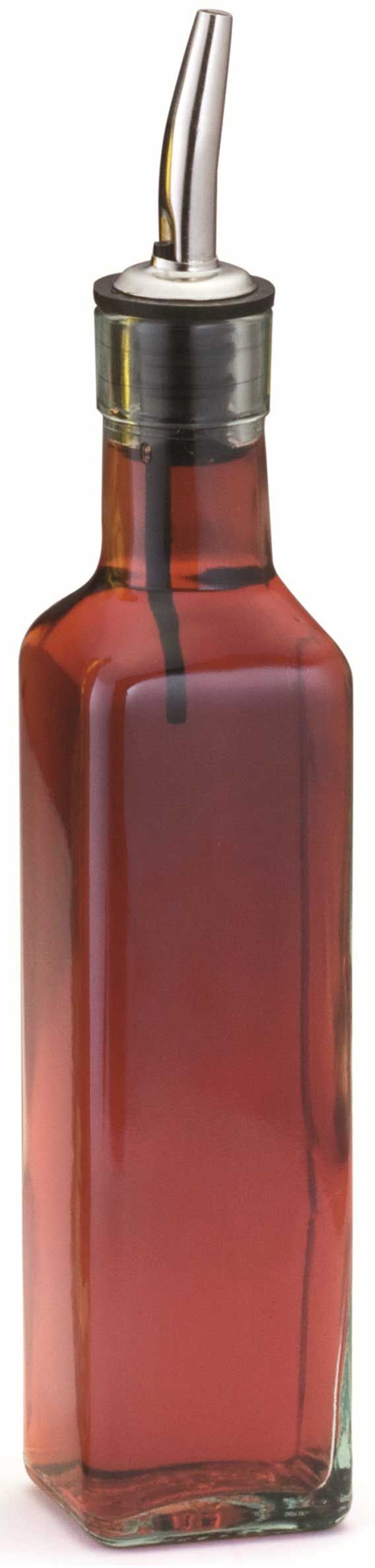 Tablecraft Prima Square Bottle With Stainless Steel Pourer, 8.5 Ounce -- 12 Per Case