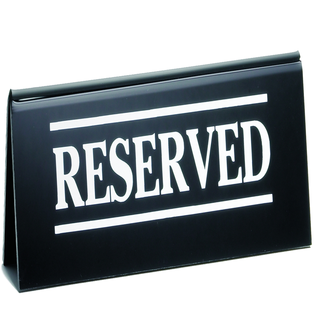 Tablecraft Imprinted Reserve Table Tent Sign, 6 x 1.25 x 2 inch