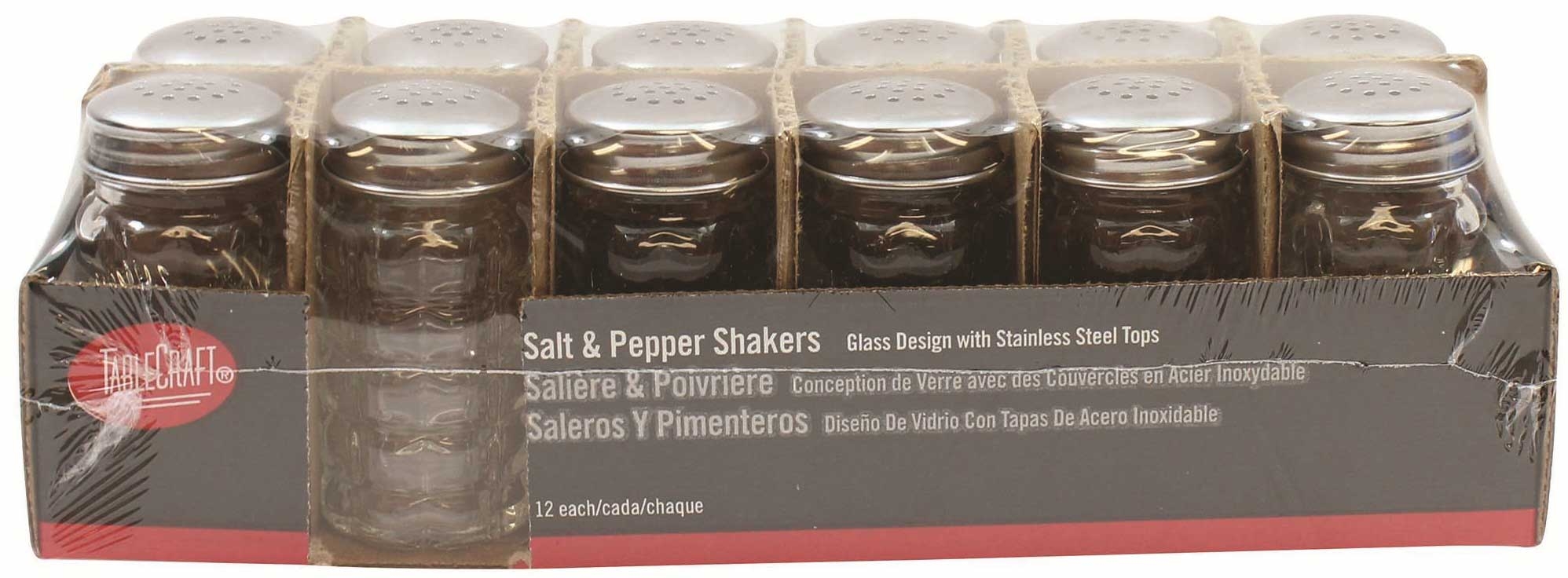 Tablecraft Stainless Steel Top Nostalgia Salt and Pepper Shaker, 1.5 Ounce - 12 count per pack -- 4 packs per case