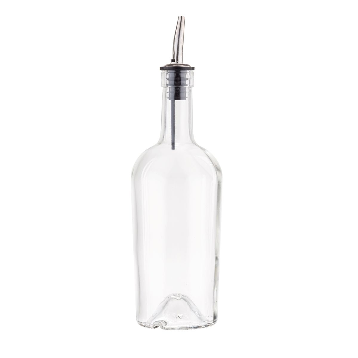 Tablecraft Clear Glass Oil Bottle with Stainless Steel Pourer, 17.5 Ounce Capacity -- 12 per case