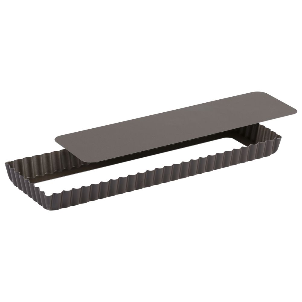 Gobel Non Stick Oblong Fluted Tart Mold with Removable Bottom, 13.8 inch x 4.3 inch x 1.1 inch