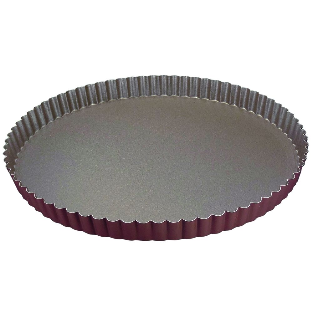Gobel Non Stick Round Fluted Tart Mold with Fixed Bottom, 12.2 inch x 1 inch Height Cavity