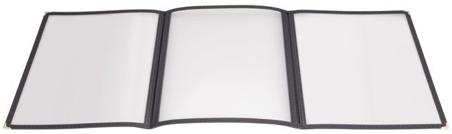 Winco Black Triple Fold Panel Menu Cover -- 25 Per Case