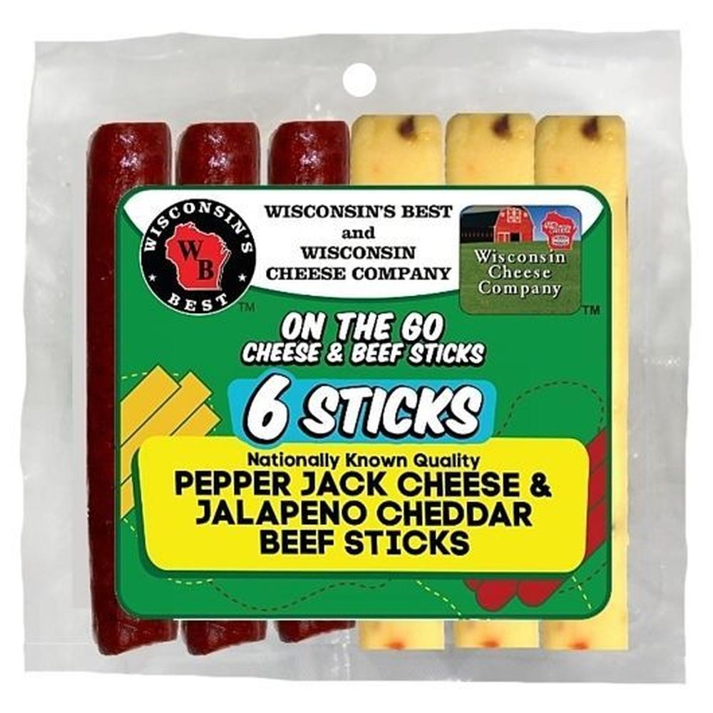 Wisconsins Best Pepper Jack Cheese and Jalapeno Cheddar Beef Stick -- 48 per case