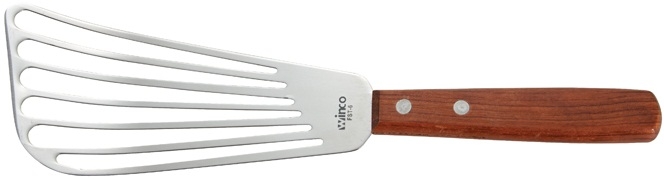 Winco Wooden Handle Fish Spatula, 6 3/4 x 3 1/4 inch Blade -- 12 per case