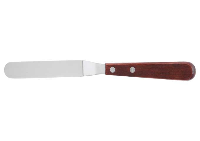 Winco Wooden Handle Offset Spatula, 3 1/2 x 3/4 inch -- 24 per case