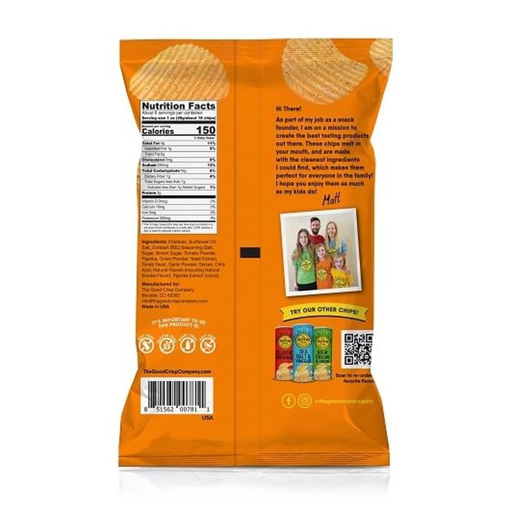 The Good Crisp Company Outback Bbq Crinkle Cut Potato Chips, 5.5 Ounce -- 12 per case