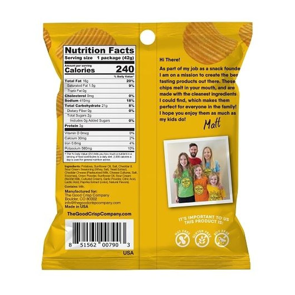 The Good Crisp Cheddar Sour Cream Crinkle Bagged Chips, 1.5 Ounce - 15 per case