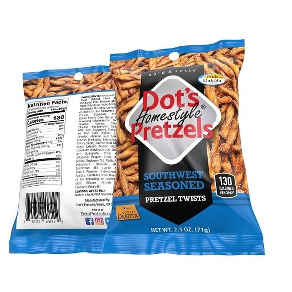 Dots Homestyle Southwest Seasoned Pretzel Twists, 2.5 Ounce Clip Strip -- 12 per case