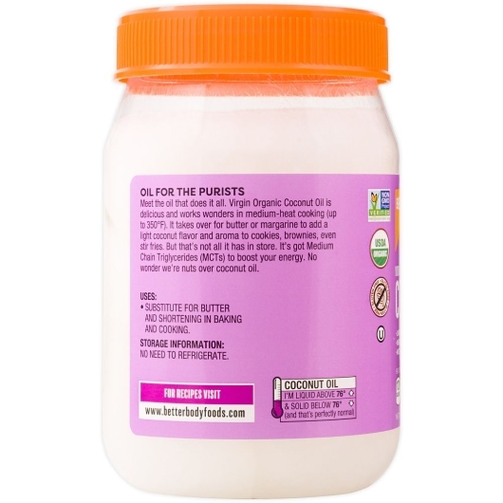 Betterbody Foods Organic Virgin Coconut Oil, 15.5 Fluid Ounce -- 6 Per Case