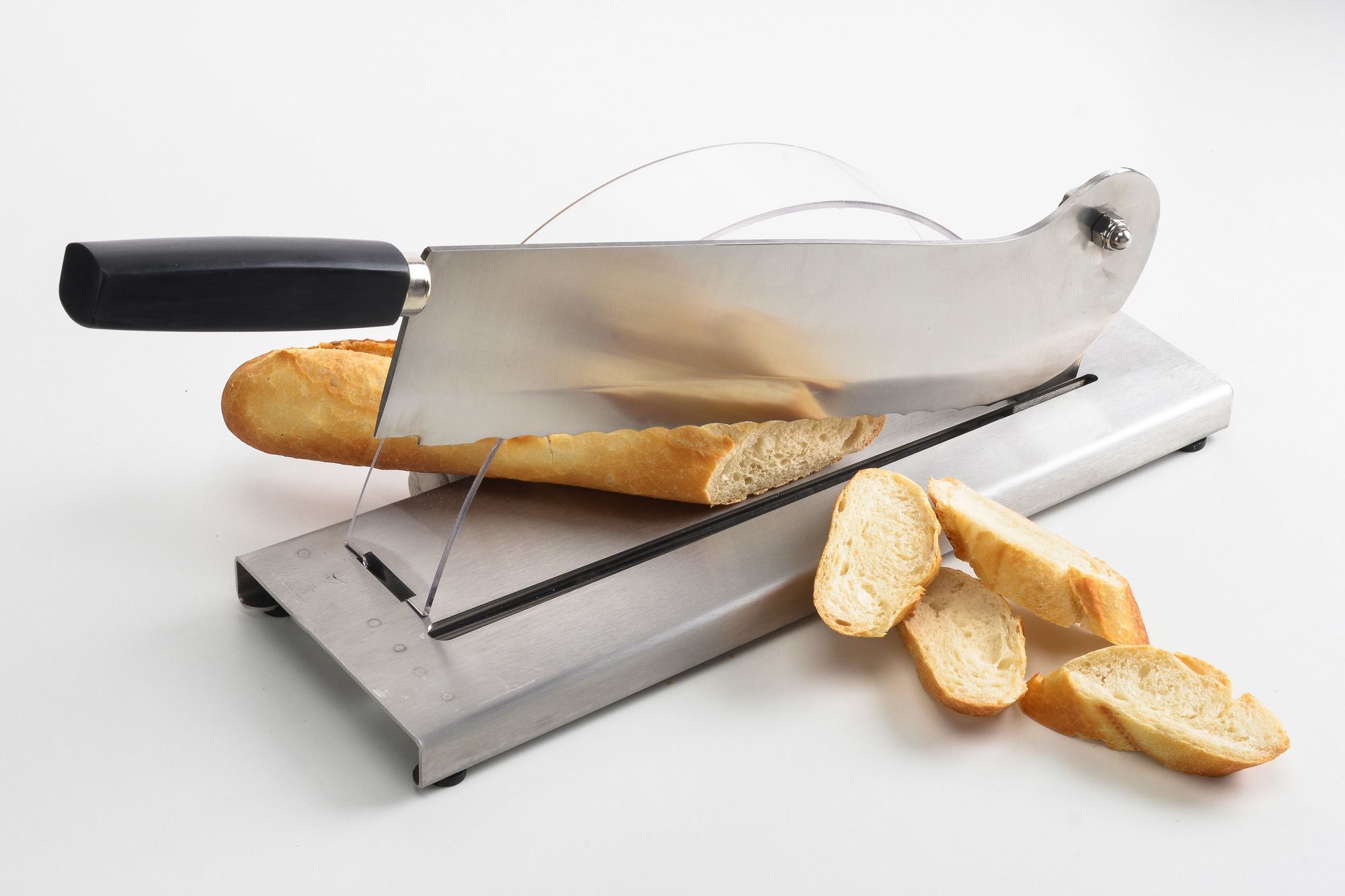 Louis Tellier Stainless Steel Professional Bread Slicer with 13.75 inch Blade, 20.8 x 5.1 x 6.3 inch