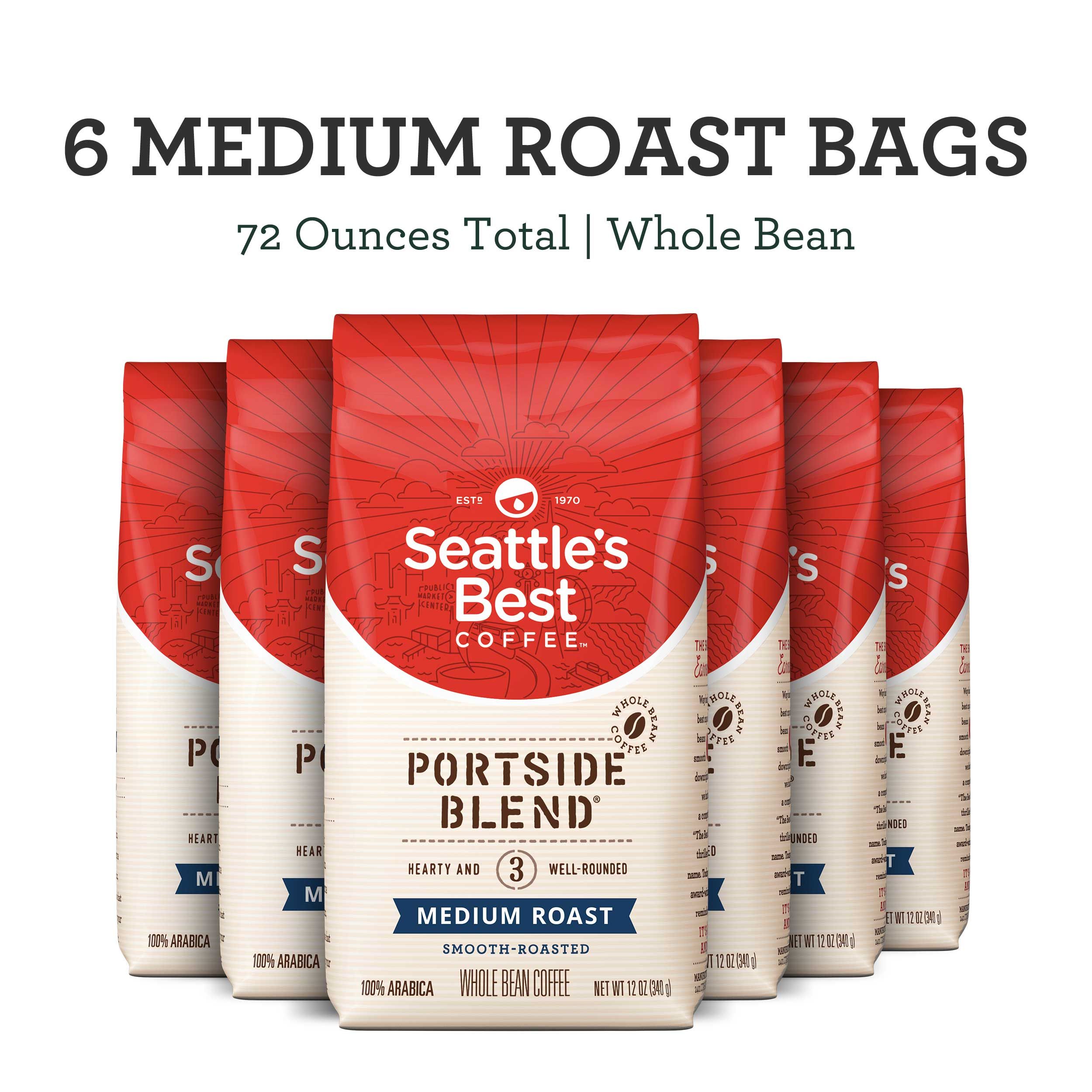 Seattle's Best Coffee Portside Blend Medium Roast Whole Bean Coffee, 12 Ounce -- 6 Per Case