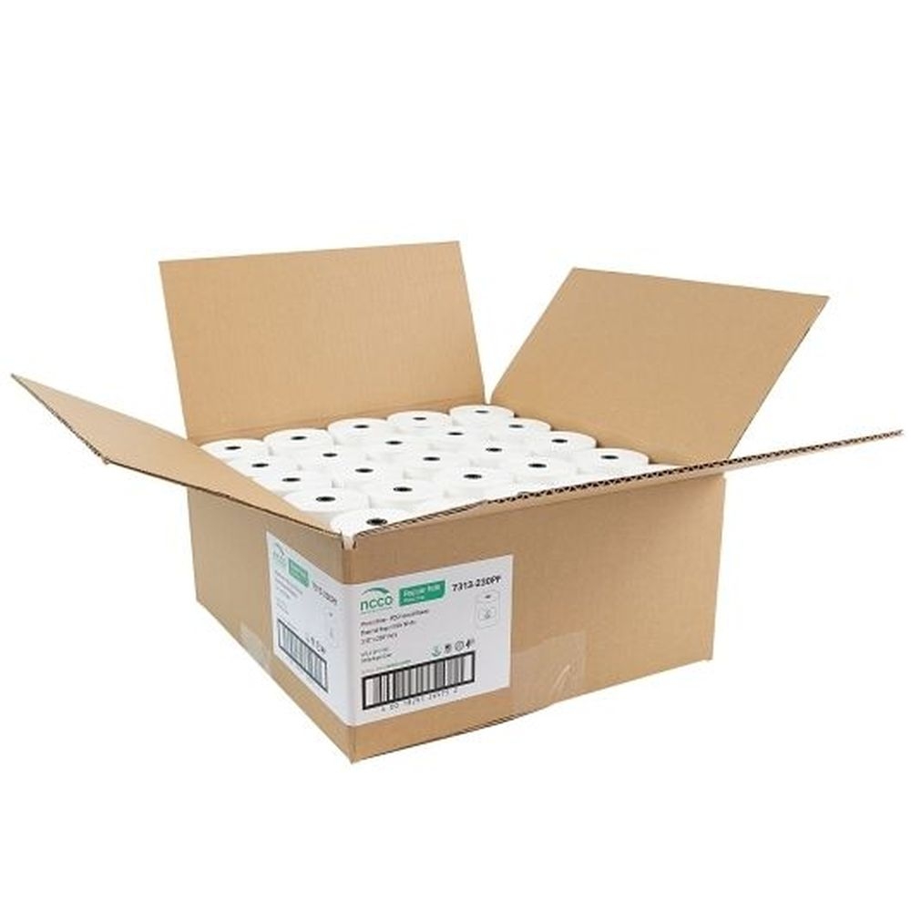 Ncco 3.13 x 230 inch White 1 Ply Phenol Free POS Front of House Thermal Register Roll, 50 count