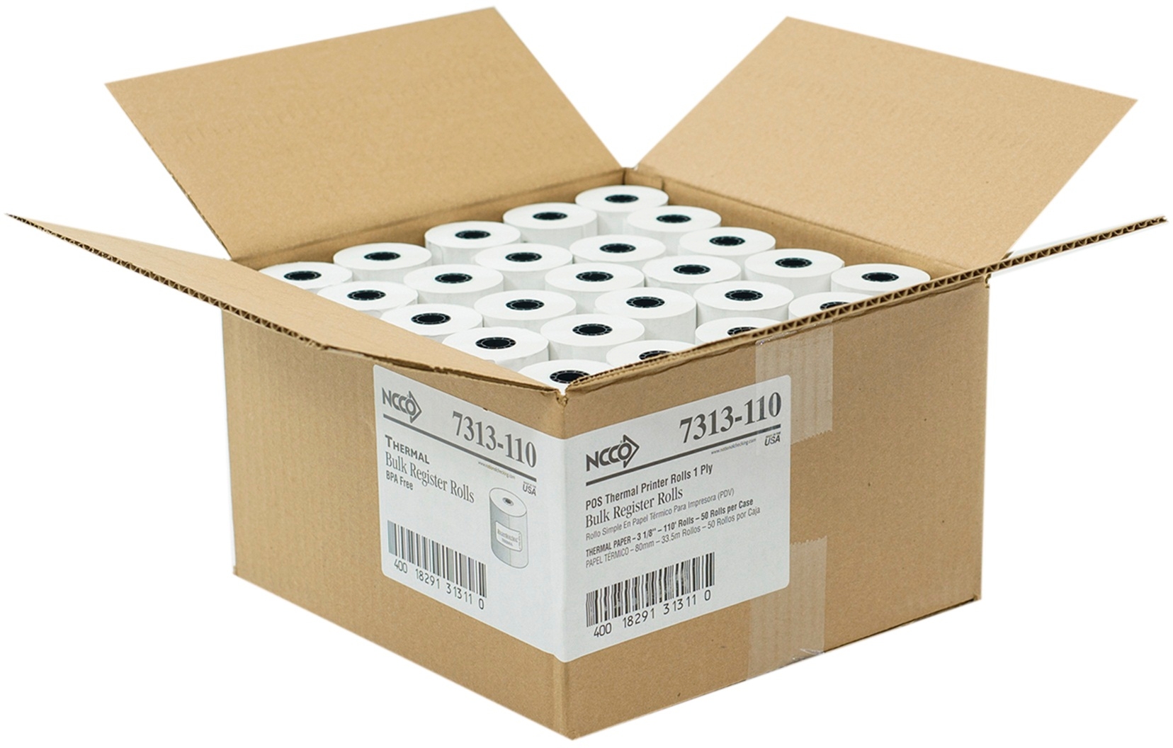 National Checking Company 1 Ply Register Roll, 3.13 inch -- 50 rolls per case