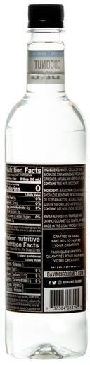 DaVinci Gourmet Sugar Free Coconut Syrup, 750 Milliliter -- 4 per case