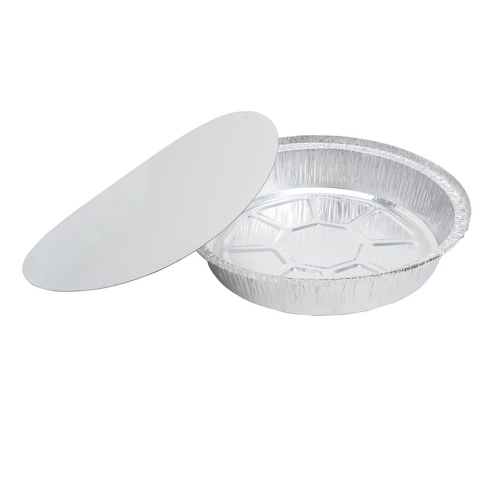 Chef's Seal Aluminum Round Pan with White Board Lid, 9 inch -- 200 per case