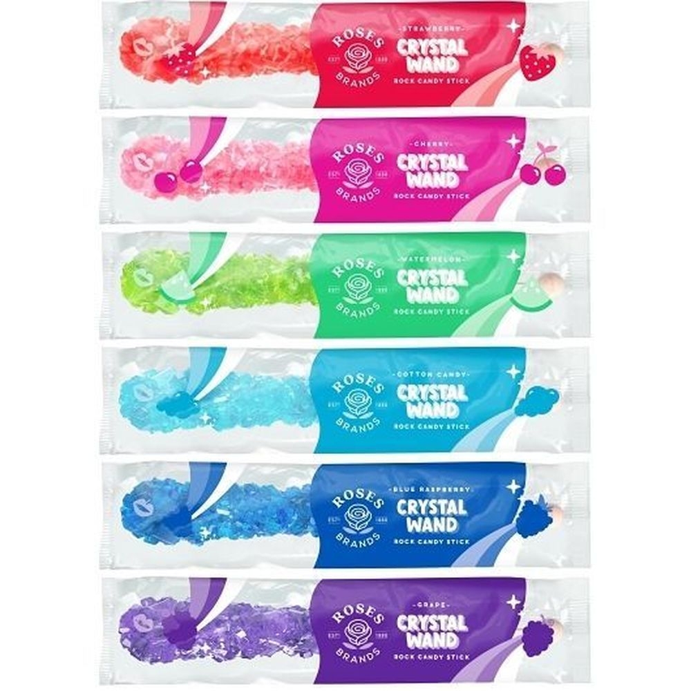 Roses Brands Rock Candy Crystal Wands - Display, 18 count -- 4 per case