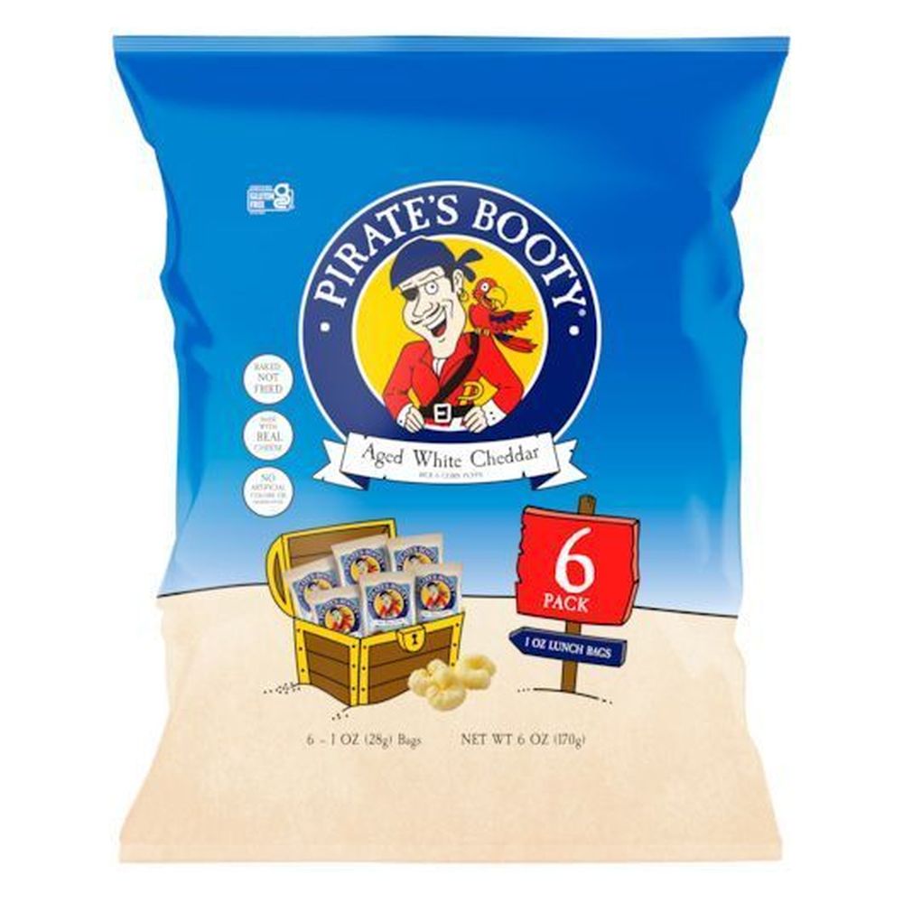 Pirates Booty Aged White Cheddar Rice and Corn Puffs, 6 Ounce -- 12 per case