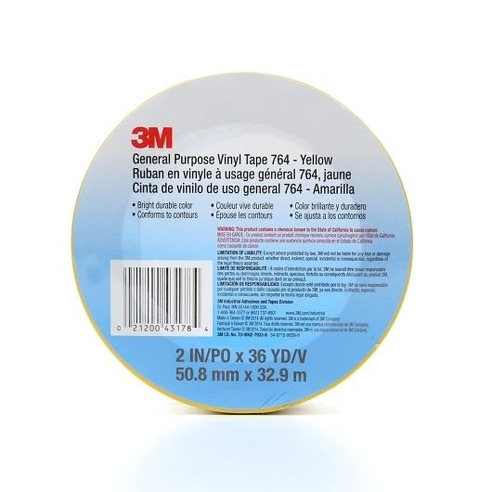 3M Yellow 5 Mil General Purpose Vinyl Tape, 2 inch x 36 yard - 24 per case