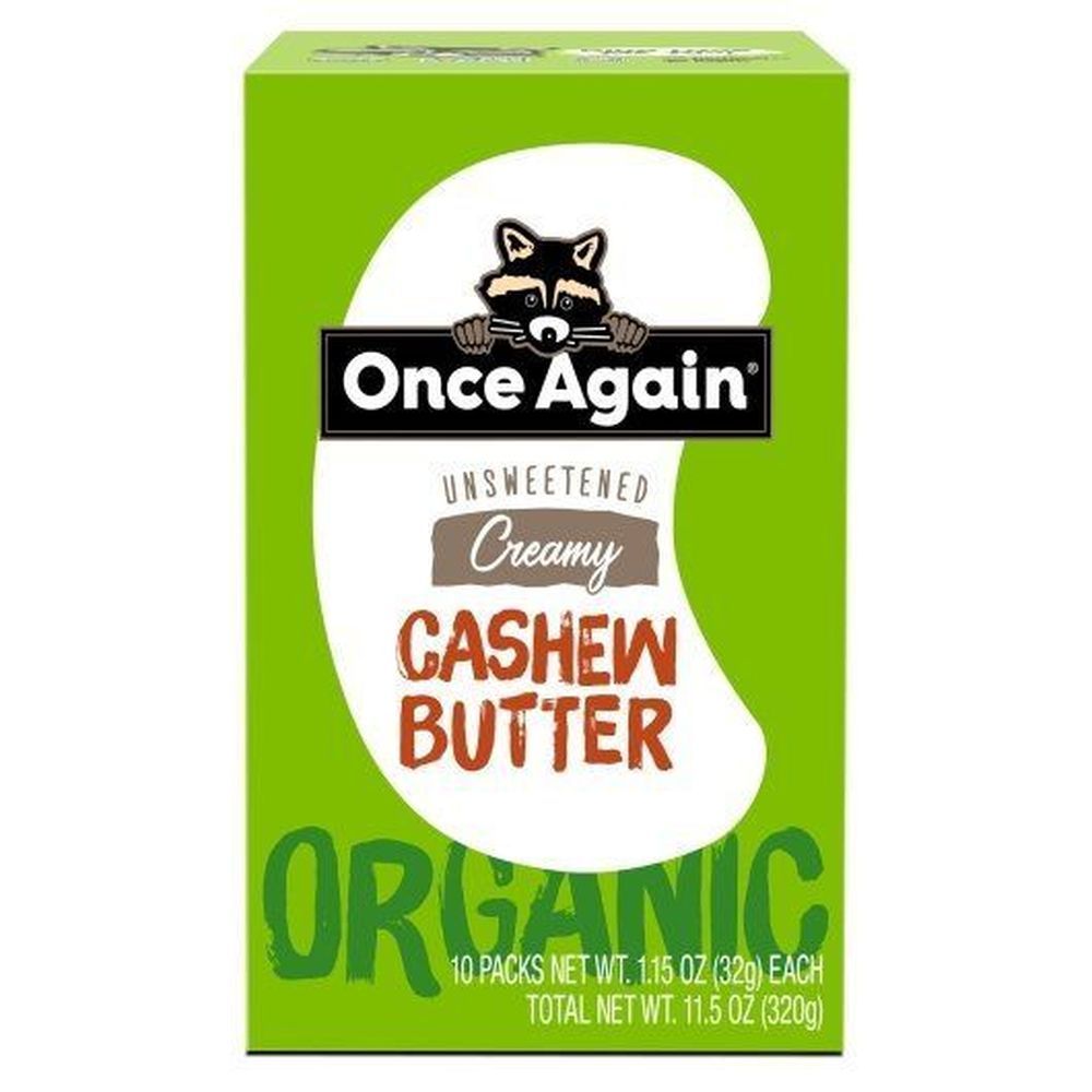 Once Again Nut Butter Organic Unsweetened Creamy Cashew Butter, Squeeze Pack, 1.15 Ounce -- 60 Per Case