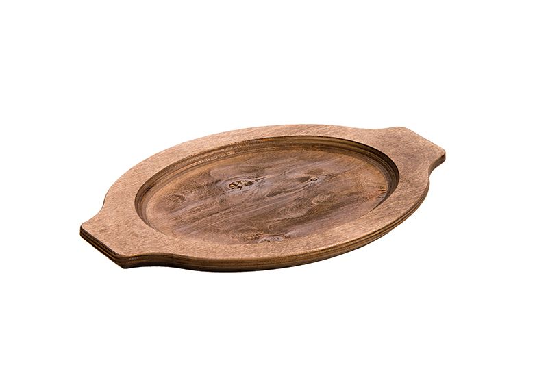 Lodge Walnut Stain Grip Style Oval Wood Underliner -- 6 Per Case