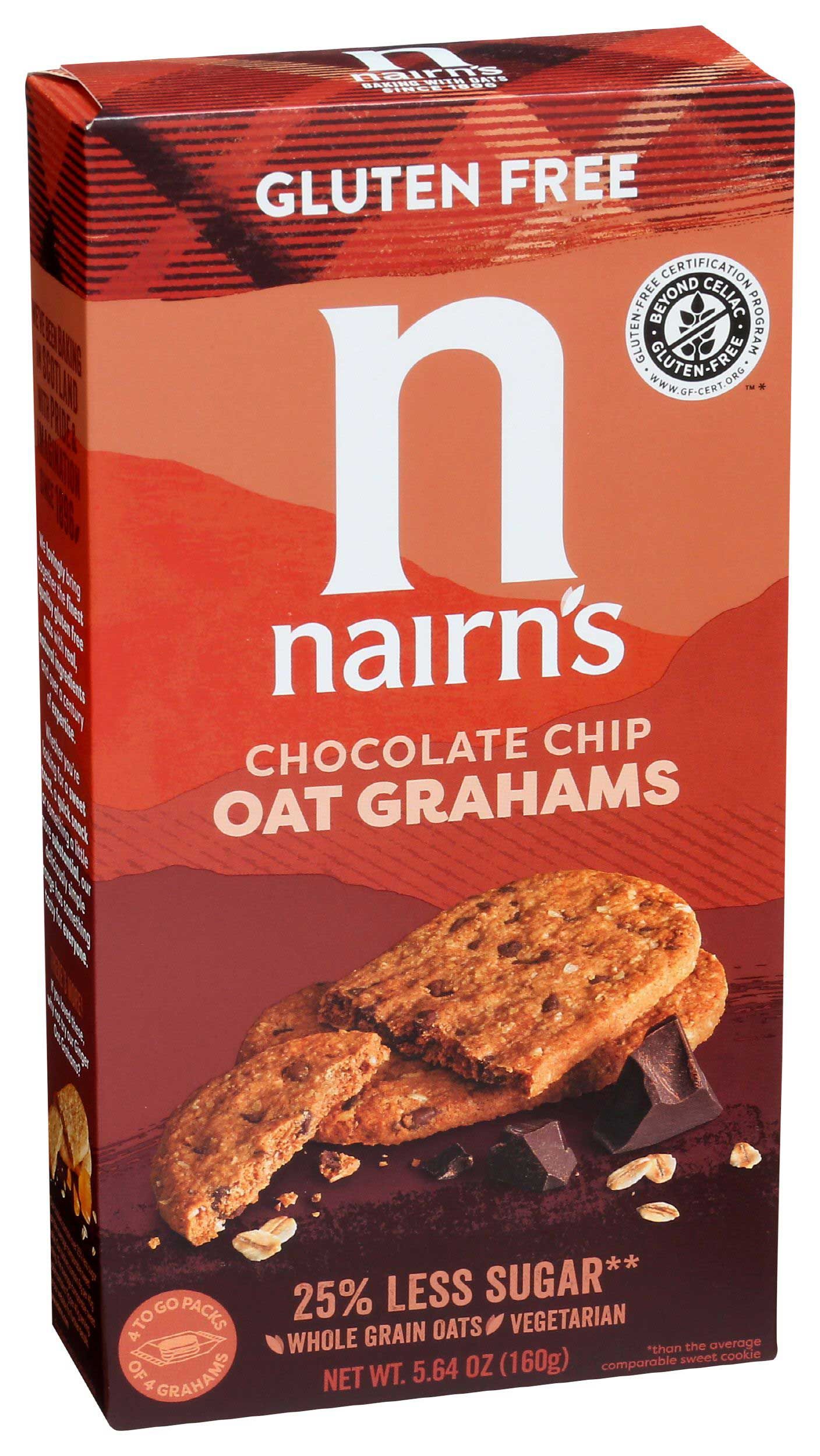 Nairn's Gluten Free Chocolate Chip Oatmeal Graham Cookie, 5.64 Ounce