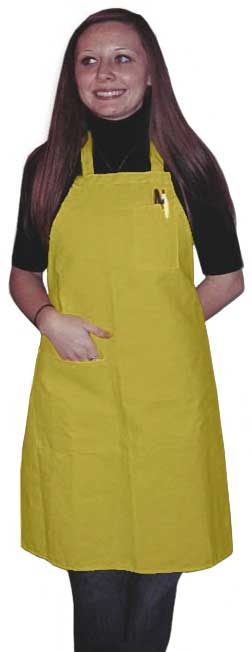 Intedge Yellow Poly/Cotton 1 Hip Pocket Deluxe Bib Apron with 1 Pen Pocket and Matching Ties, 32 inch Long x 28 inch Wide