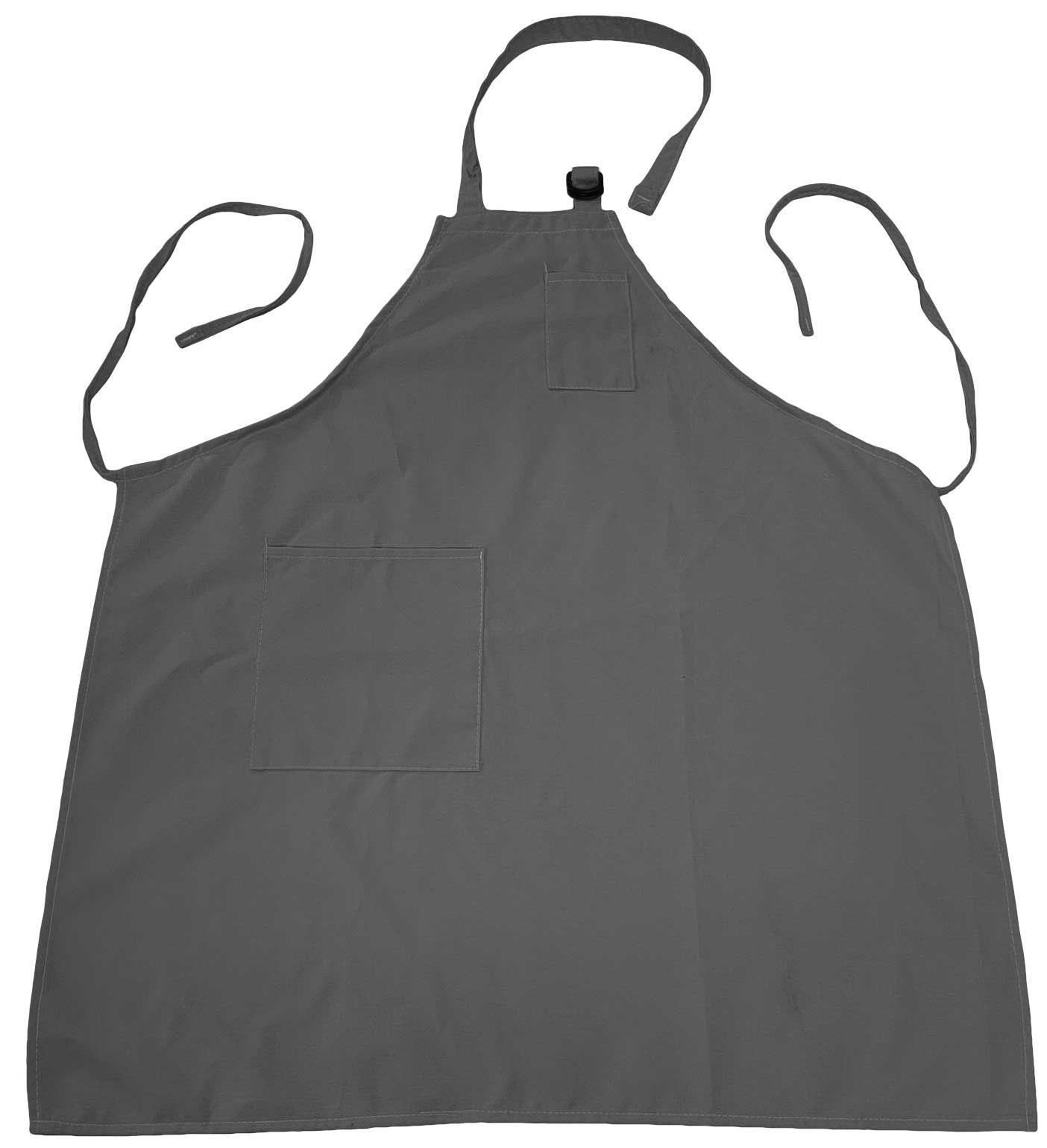Intedge Grey Poly/cotton Adjustable D Ring Apron With 2 Pockets