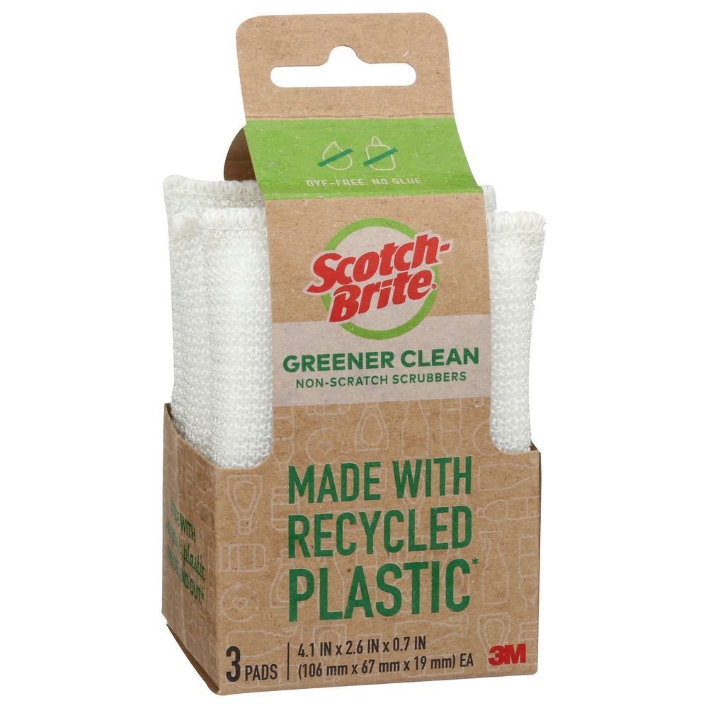 Scotch-brite Greener Clean Non Scratch Scrubber, 3 Count -- 6 Per Case
