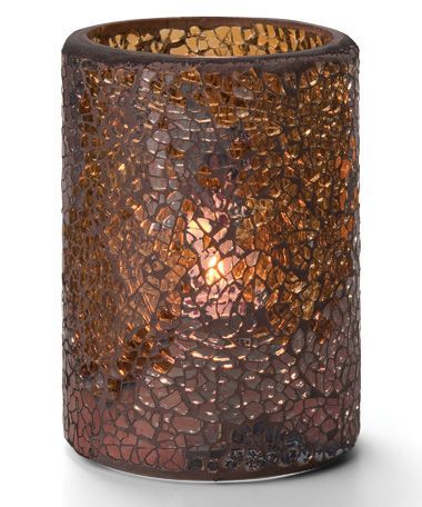 Hollowick Gold Crackle Glass Cylinder Lamp, 4 1/2 X 3 1/8 X 3 1/8 Inch