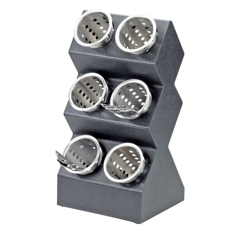 Cal-Mil Black 6-Cylinder Vertical Flatware / Condiment Display, 11.00 x 8.00 x 20.00 inch