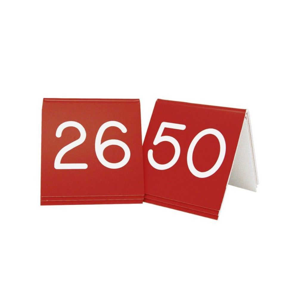 Cal-mil Red With White Engraved 26 To 50 Number Tent Set, 3 X 3 Inch