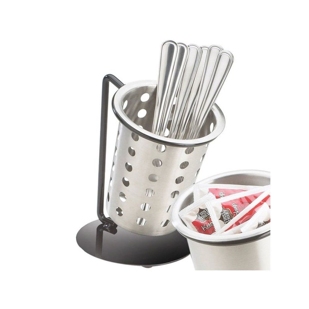 Cal-Mil Iron Black Frame Single Ring Display with Perforated Stainless Steel Cylinder, 6 x 6 x 6 inch