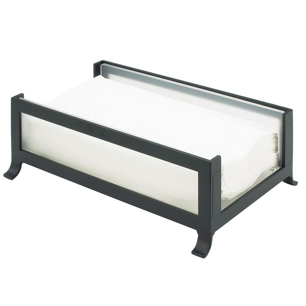 Cal-mil Soho Black Napkin Holder With Frosted Glass Sides, 9 1/2 X 6 1/4 X 3 1/2 Inch