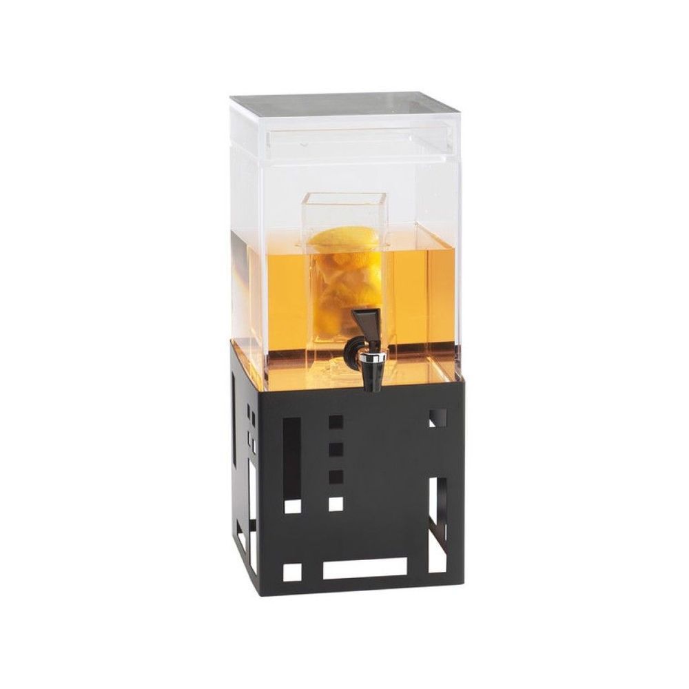 Cal-mil Squared 1.5 Gallon Black Beverage Dispenser With Infusion Chamber, 7.5 X 9.5 X 17.75 Inch