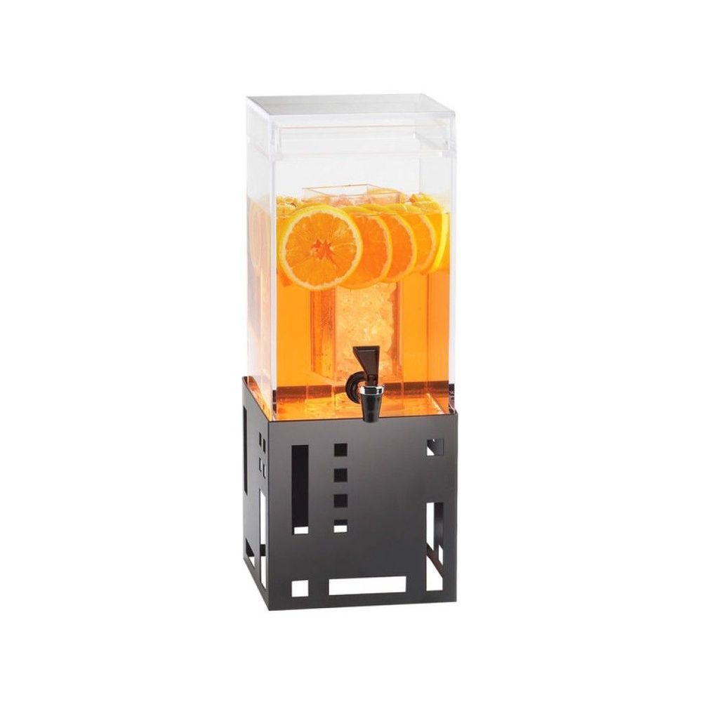 Cal-mil Black Base Squared Acrylic Beverage Dispenser With Ice Chamber, 7.375 X 9.375 X 17.75 Inch